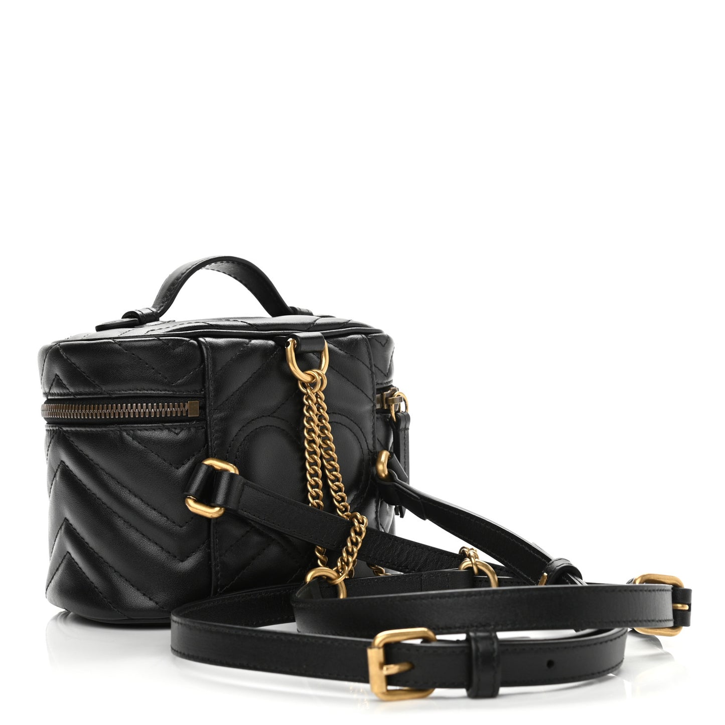 Calfskin Matelasse Mini GG Marmont Round Backpack Black