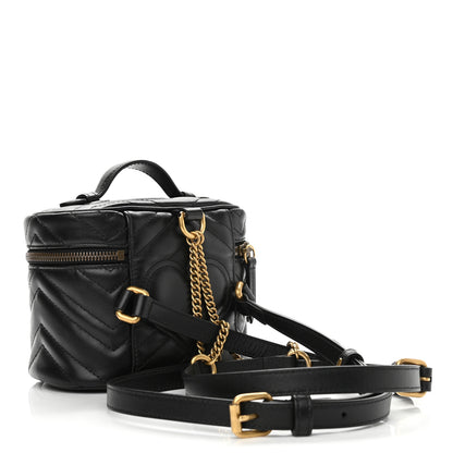 Gucci Calfskin Matelasse Mini GG Marmont Round Backpack Black 3 of 11