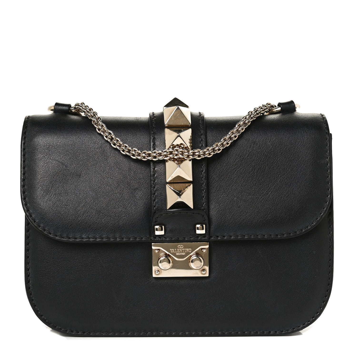 Valentino Garavani Vitello Small Glam Lock Rockstud Flap Black 1 of 10