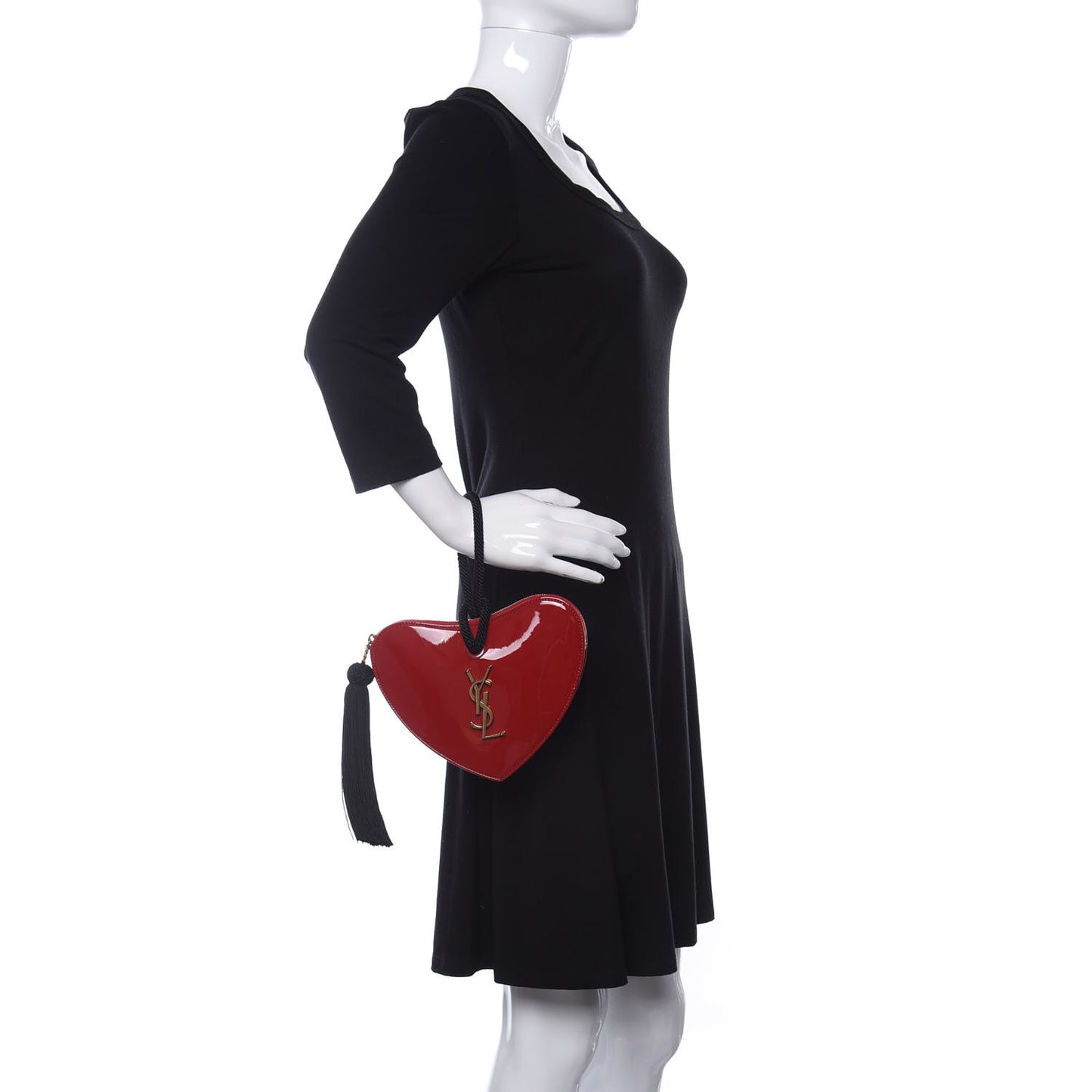 Patent Sac Coeur Heart Shaped Clutch Red