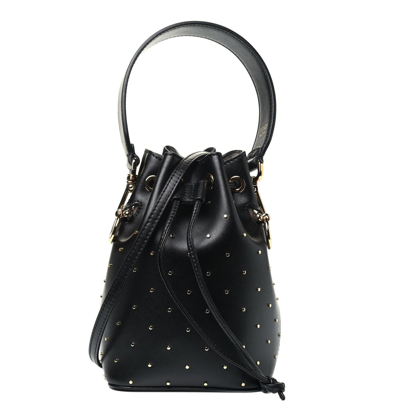 Vitello Liberty F is Fendi Studded Mini Mon Tresor Bucket Bag Black Gold