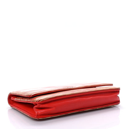 Chanel Patent Striped Wallet On Chain WOC Red 3 of 8