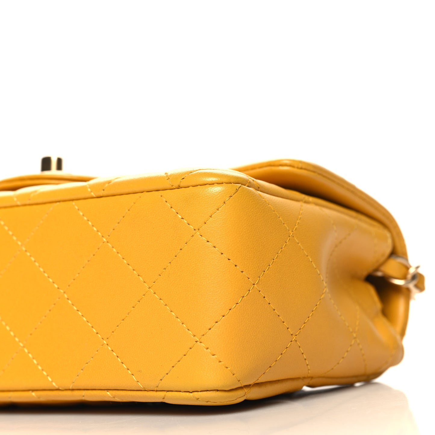 Lambskin Quilted Mini Rectangular Flap Yellow