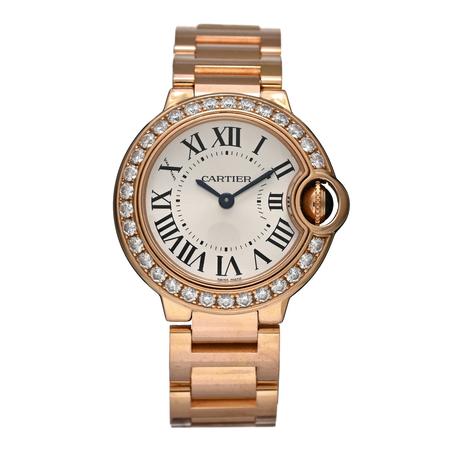 Cartier 18K Pink Gold Diamond Bezel 28mm Ballon Bleu De Cartier Quartz Watch 1 of 4