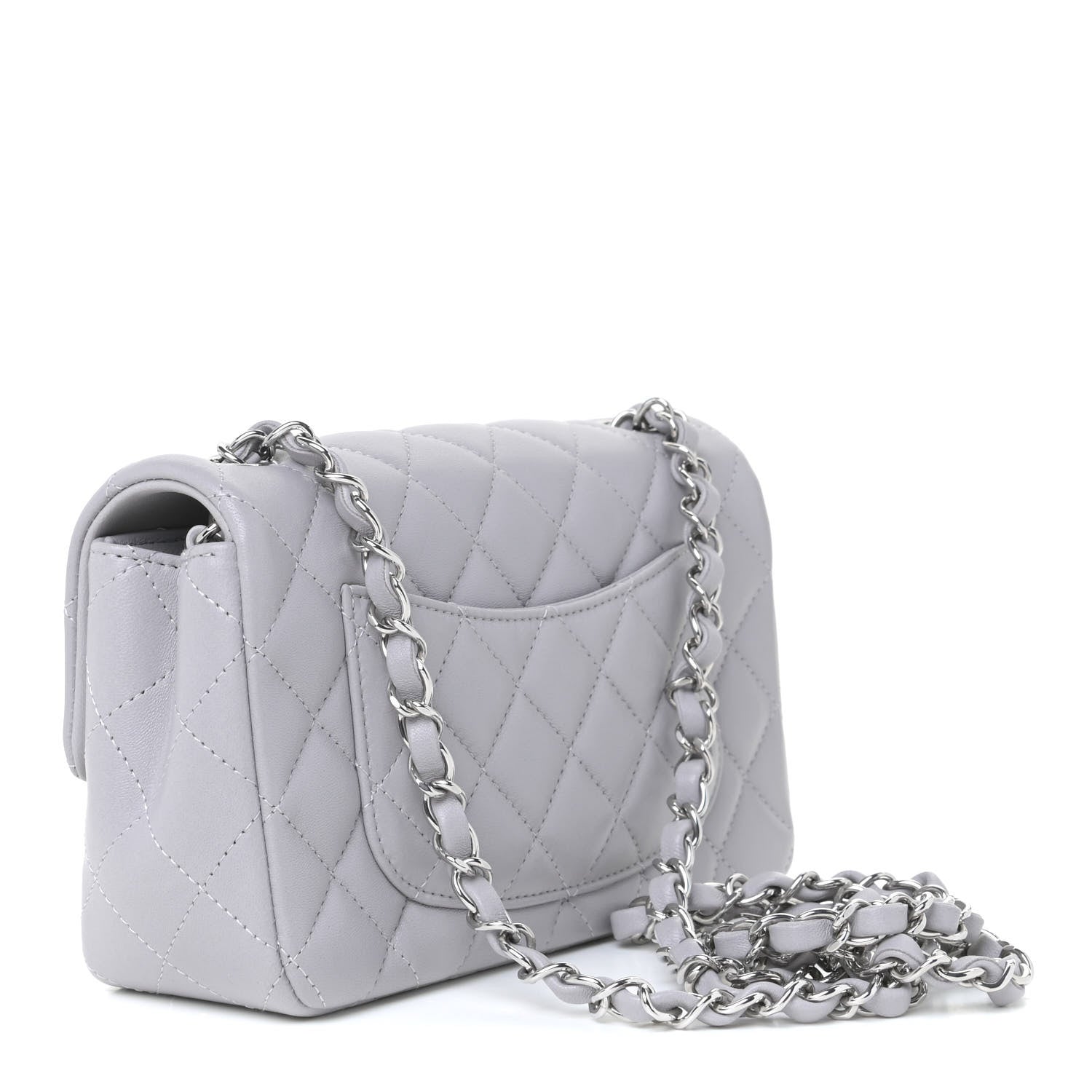 Chanel Lambskin Quilted Mini Rectangular Flap Grey 3 of 11