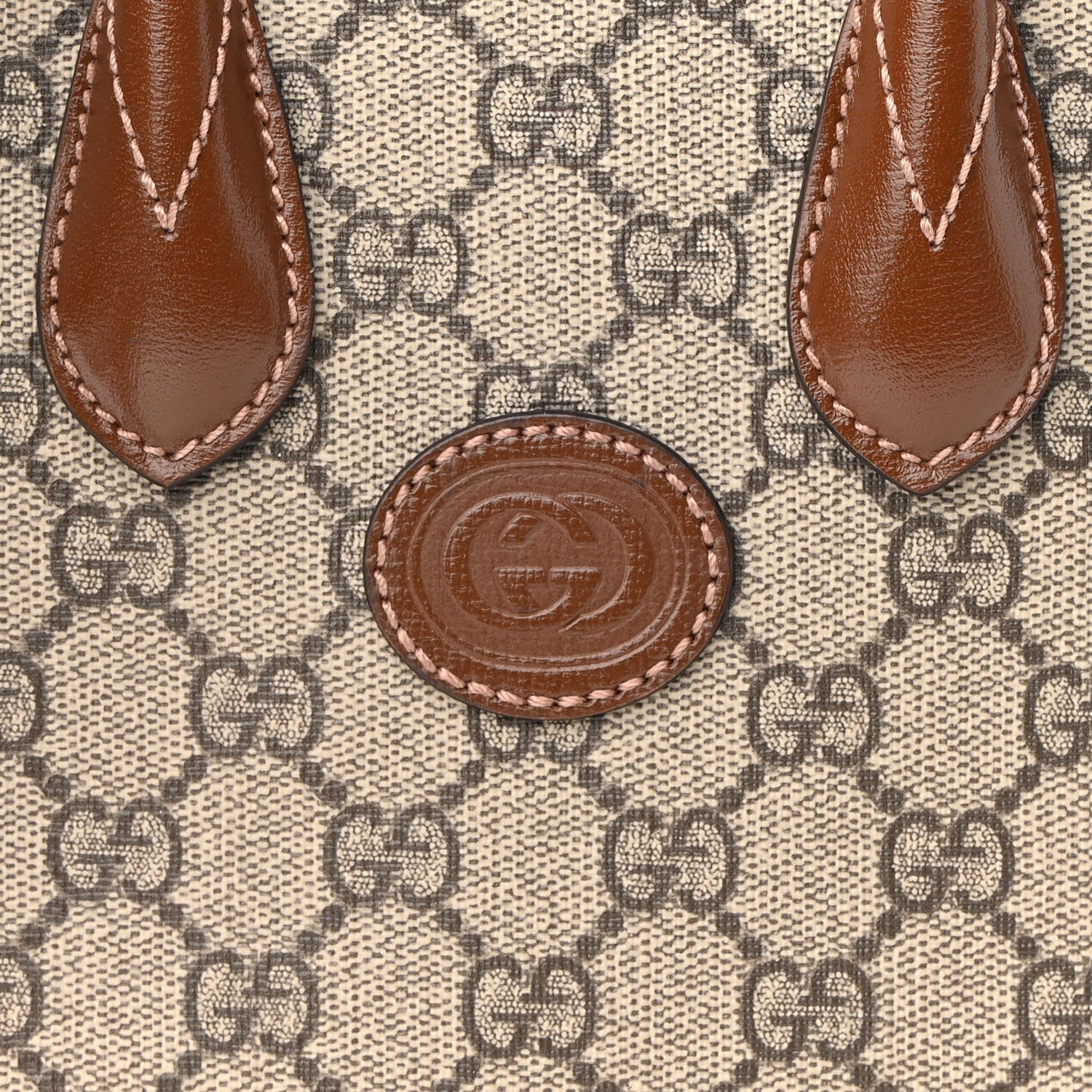 Gucci GG Supreme Monogram Azalea Calfskin Mini Retro Interlocking G Tote Bag Beige Ebony Brown Sugar 7 of 8