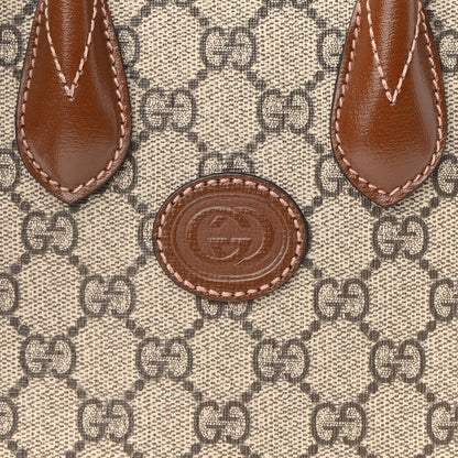 Gucci GG Supreme Monogram Azalea Calfskin Mini Retro Interlocking G Tote Bag Beige Ebony Brown Sugar 7 of 8