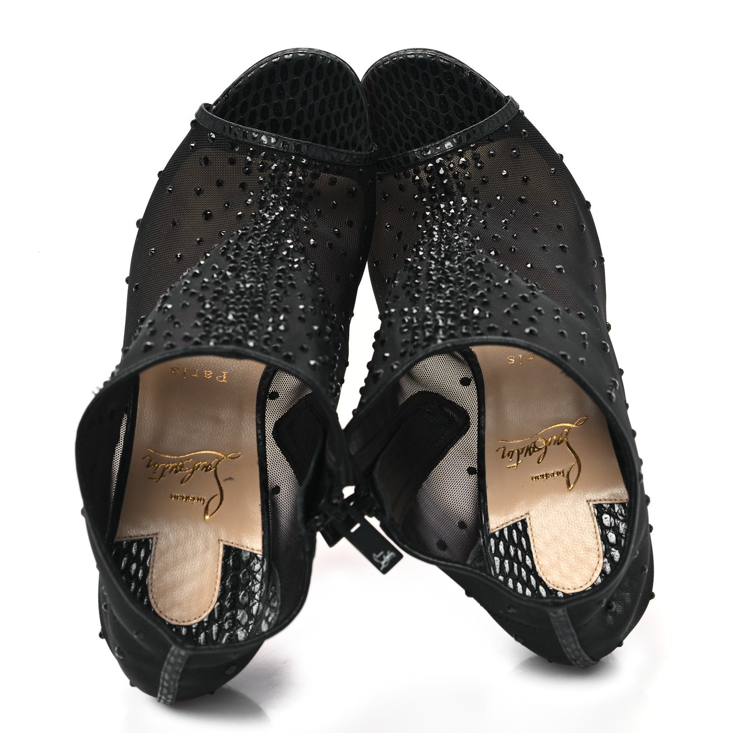 Christian Louboutin Calfskin Jurassic Rete Strass Illimiboot 100 Booties 39 Black 2 of 8