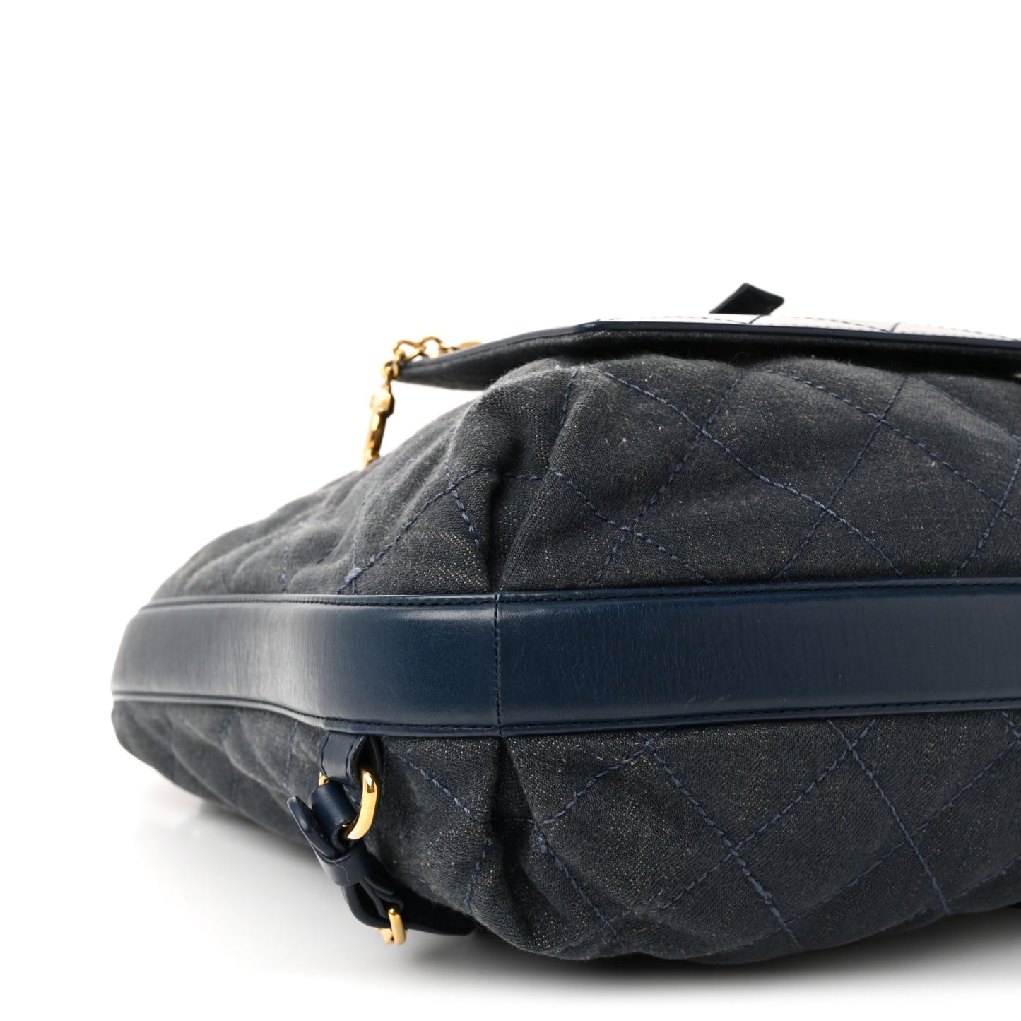 Denim Calfskin Quilted Backpack Blue