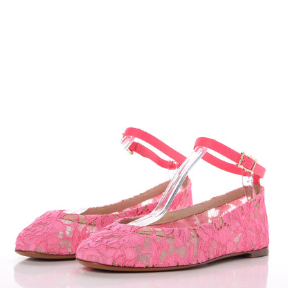Valentino Garavani Lace Ankle Strap Ballerina Flats 39.5 Framboise 3 of 9