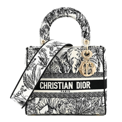 Christian Dior Toile de Jouy Voyage Embroidered Medium Lady D-Lite White Multicolor 1 of 11