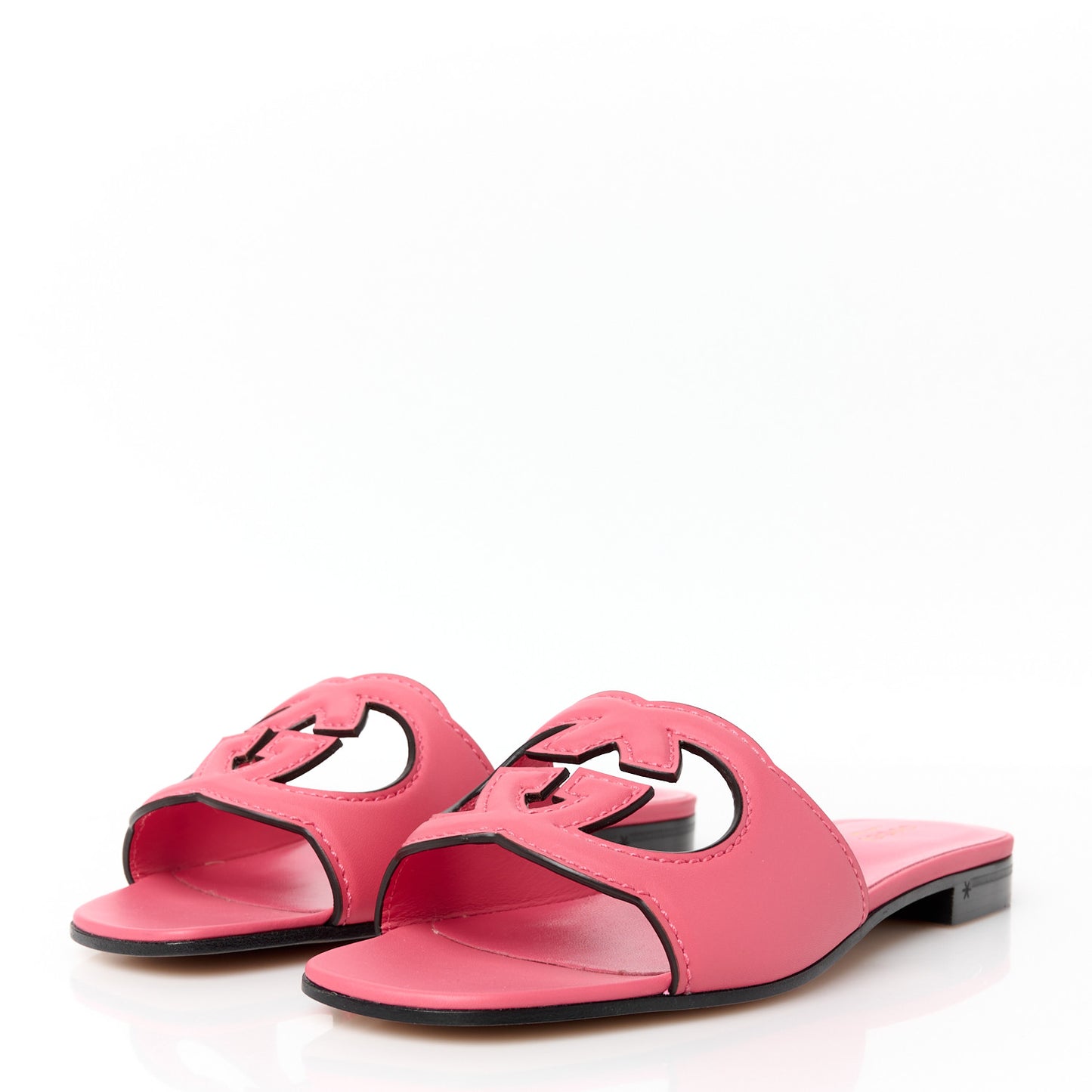 Cosmos Softy Calfskin Interlocking G Cut Out Slide Sandals 38 Rhodamine Pink