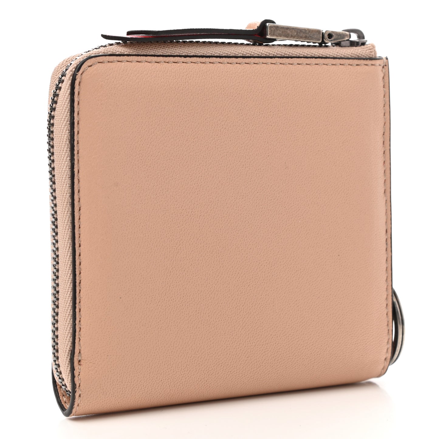 Lambskin Logo Zip Around Compact Wallet Beige