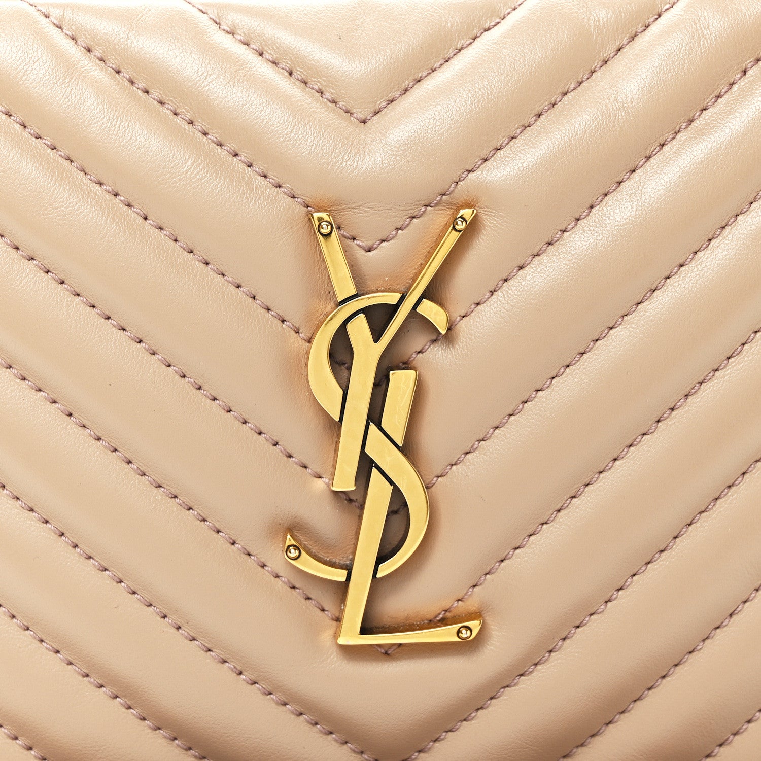Saint Laurent Calfskin Matelasse Monogram Lou Camera Bag Dark Beige 8 of 10