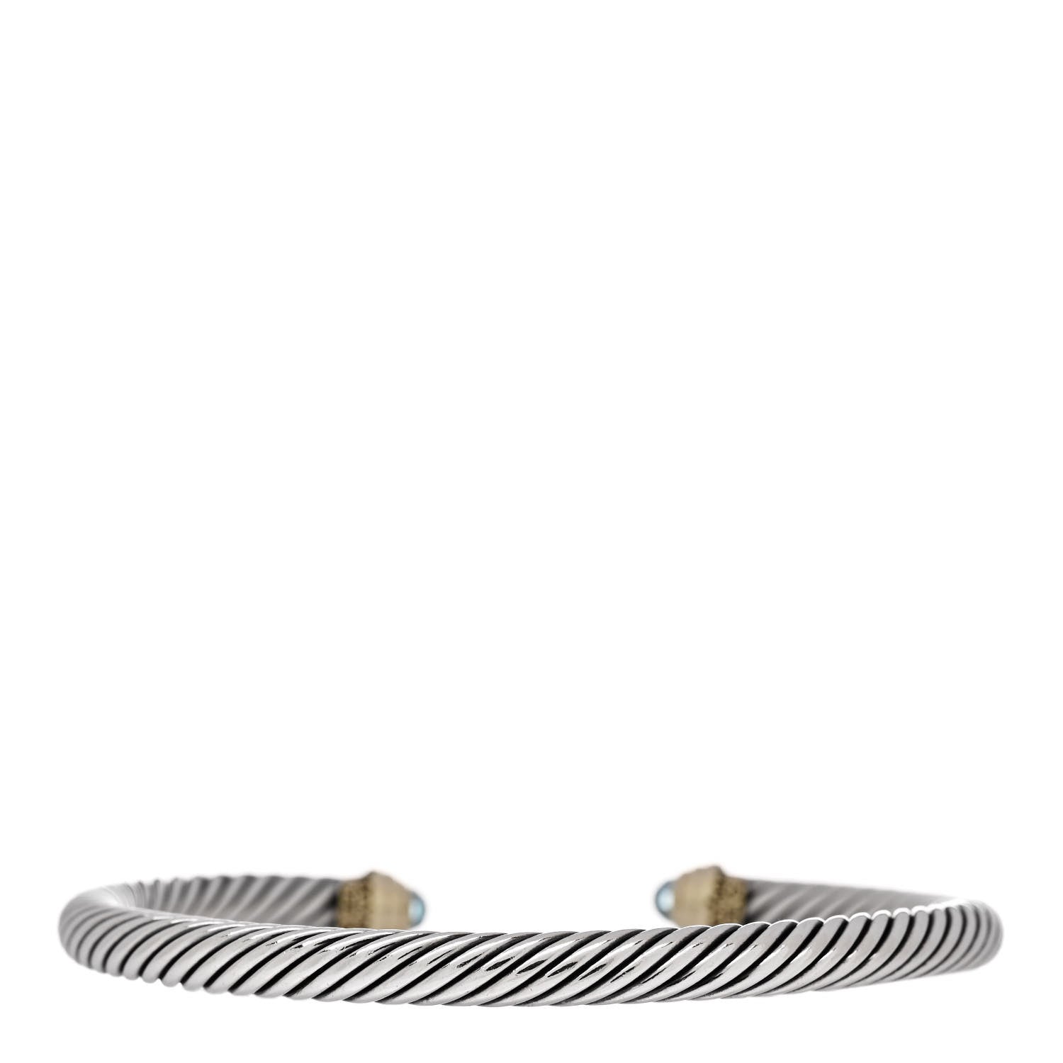 David Yurman Sterling Silver 14K Yellow Gold Blue Topaz 5mm Cable Classics Petite Color Bracelet 2 of 3
