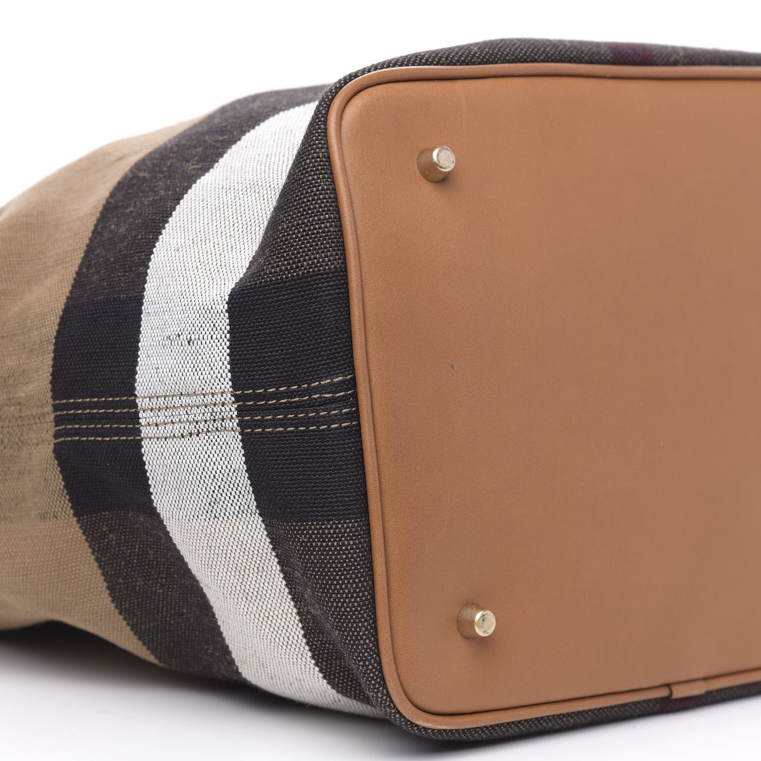 Burberry Grainy Calfskin Canvas Mega Check Medium Ashby Tassel Hobo Saddle Brown 8 of 11