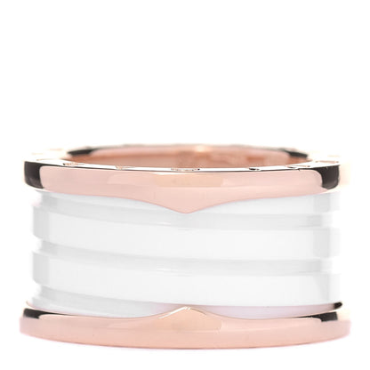Bulgari 18K Rose Gold White Ceramic B.Zero1 Four-Band Ring 55 7.25 1 of 6