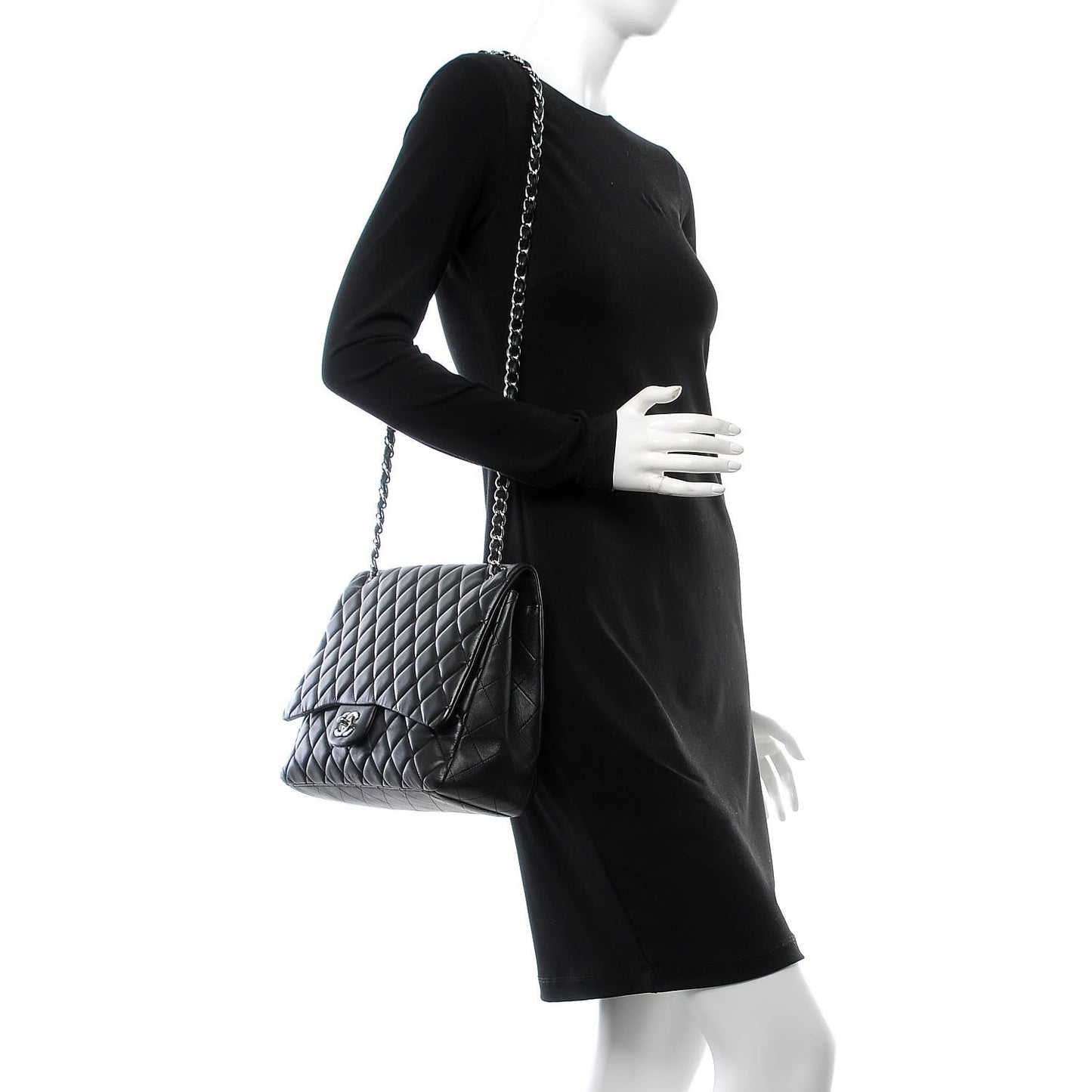 Lambskin Quilted Maxi Single Flap Black