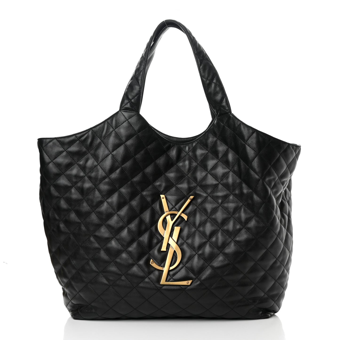 Lambskin Quilted Maxi Icare Shopping Tote Black