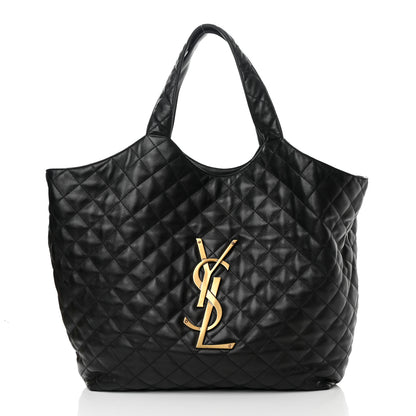 Saint Laurent Lambskin Quilted Maxi Icare Shopping Tote Black 3 of 12