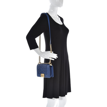 Chanel Lambskin Woven Small Chateau Boy Flap Blue 2 of 12