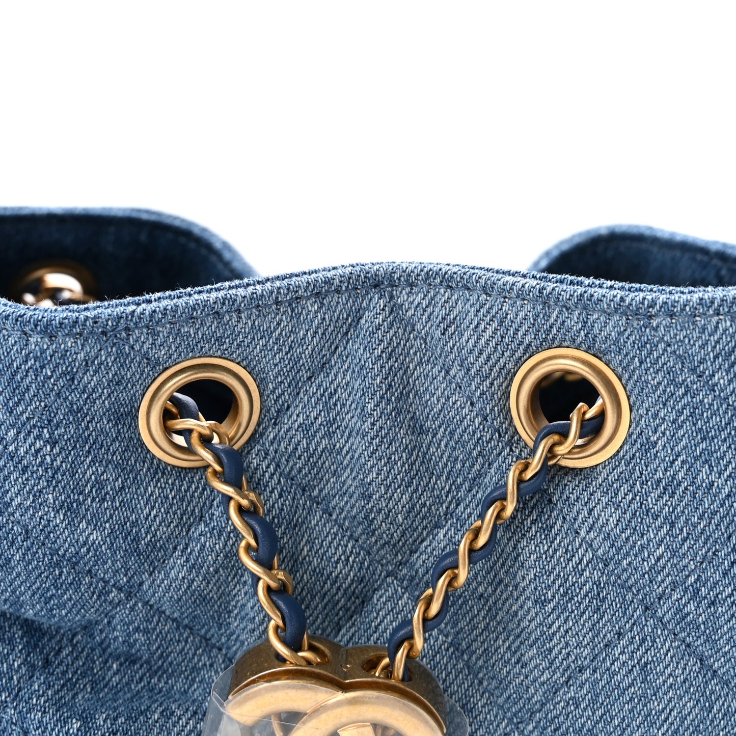 Washed Denim Quilted Small Chanel 25 Handbag Blue