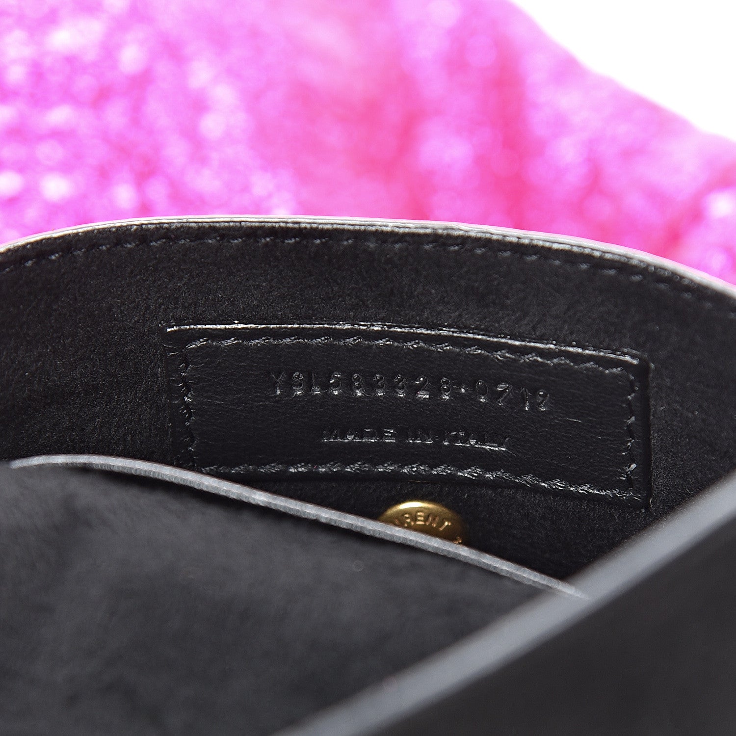 Saint Laurent Metallic Crackled Calfskin Teddy Drawstring Bag Fuchsia Black 8 of 11
