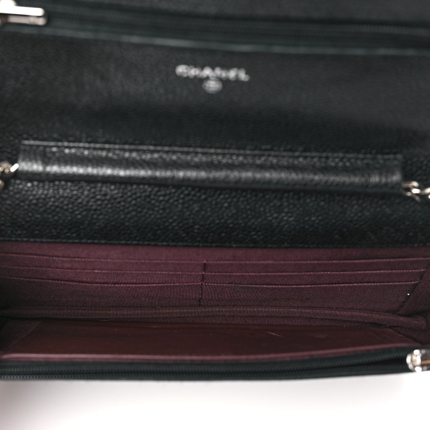 Caviar Quilted Wallet on Chain WOC Black