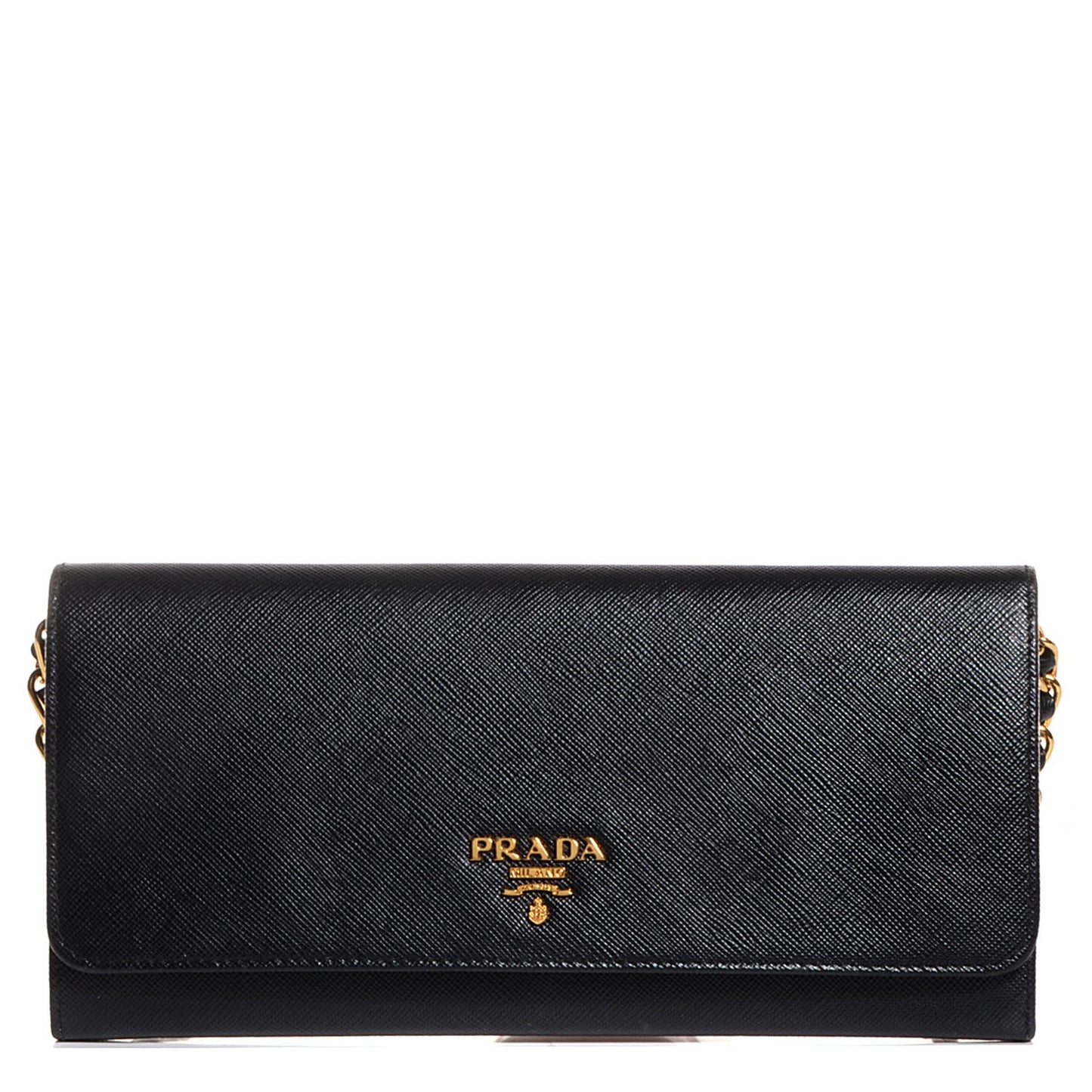 Saffiano Metal Oro Chain Wallet Nero Black