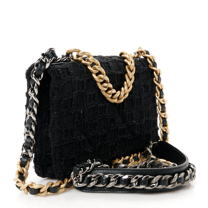 Chanel Tweed Quilted Chanel 19 Wallet On Chain WOC Black 3 of 11