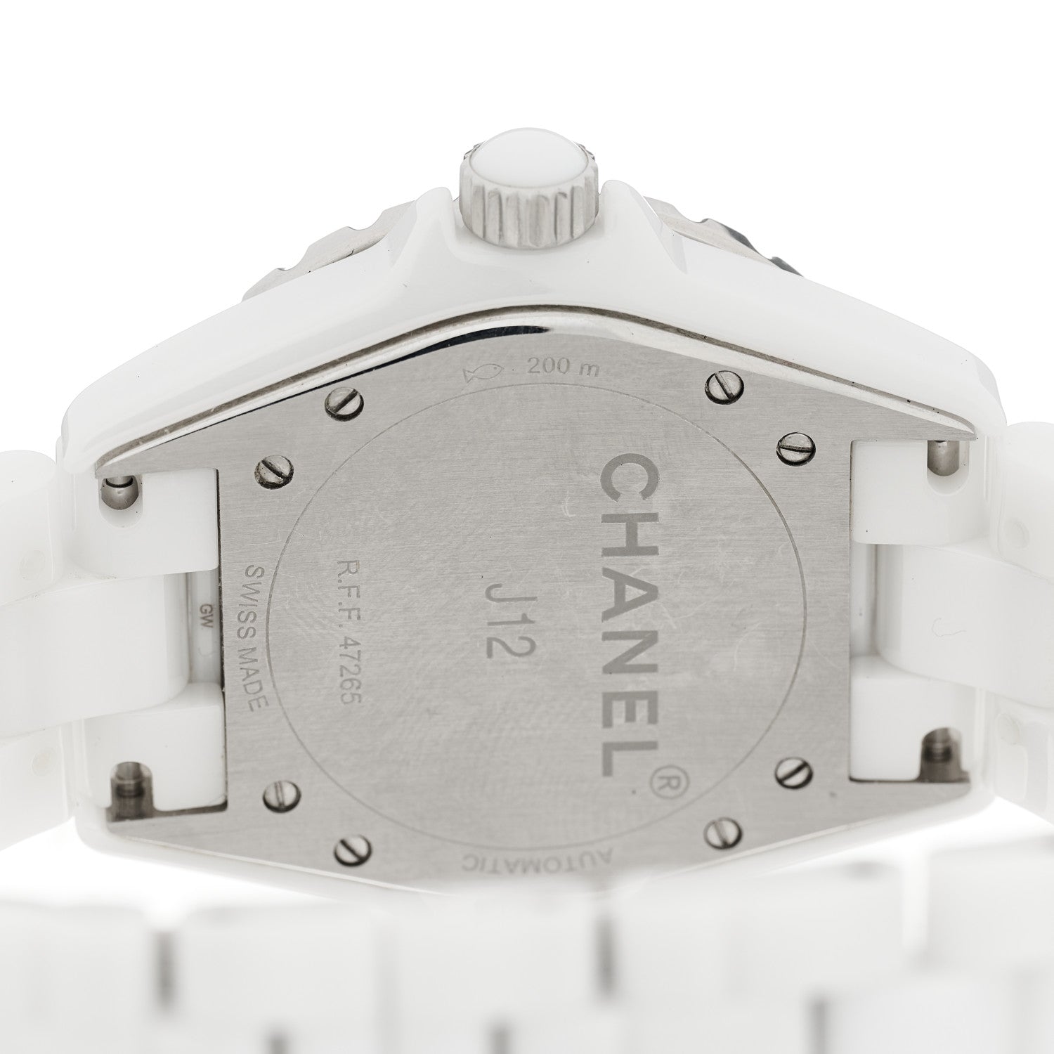 Chanel Stainless Steel Ceramic Diamond 38mm J12 Automatic Watch White 4 of 5