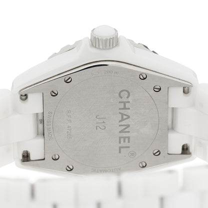 Chanel Stainless Steel Ceramic Diamond 38mm J12 Automatic Watch White 4 of 5