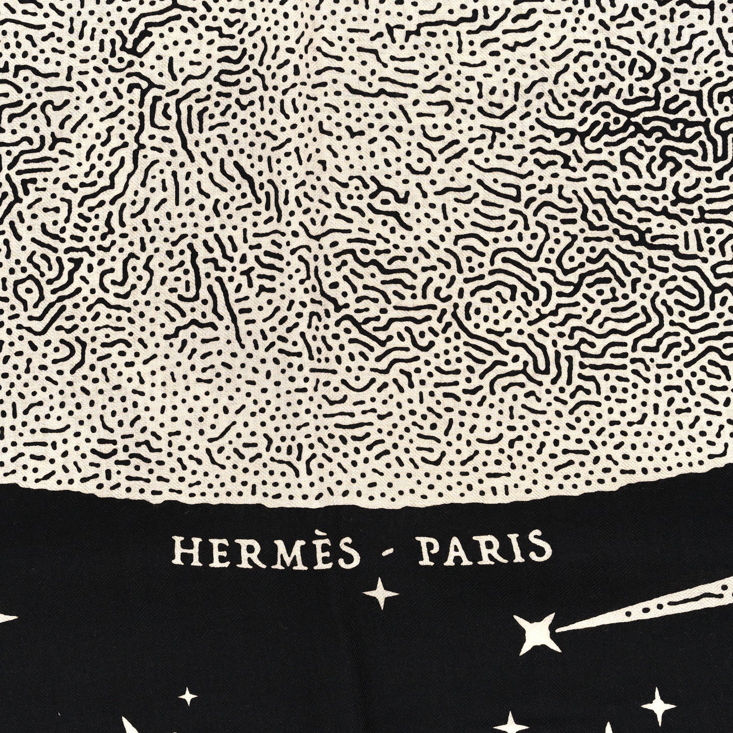 Hermes Silk Cashmere Clair De Lune Shawl 140 Black White 2 of 3