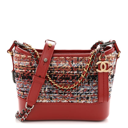 Chanel Tweed Calfskin Small Gabrielle Hobo Red 1 of 10