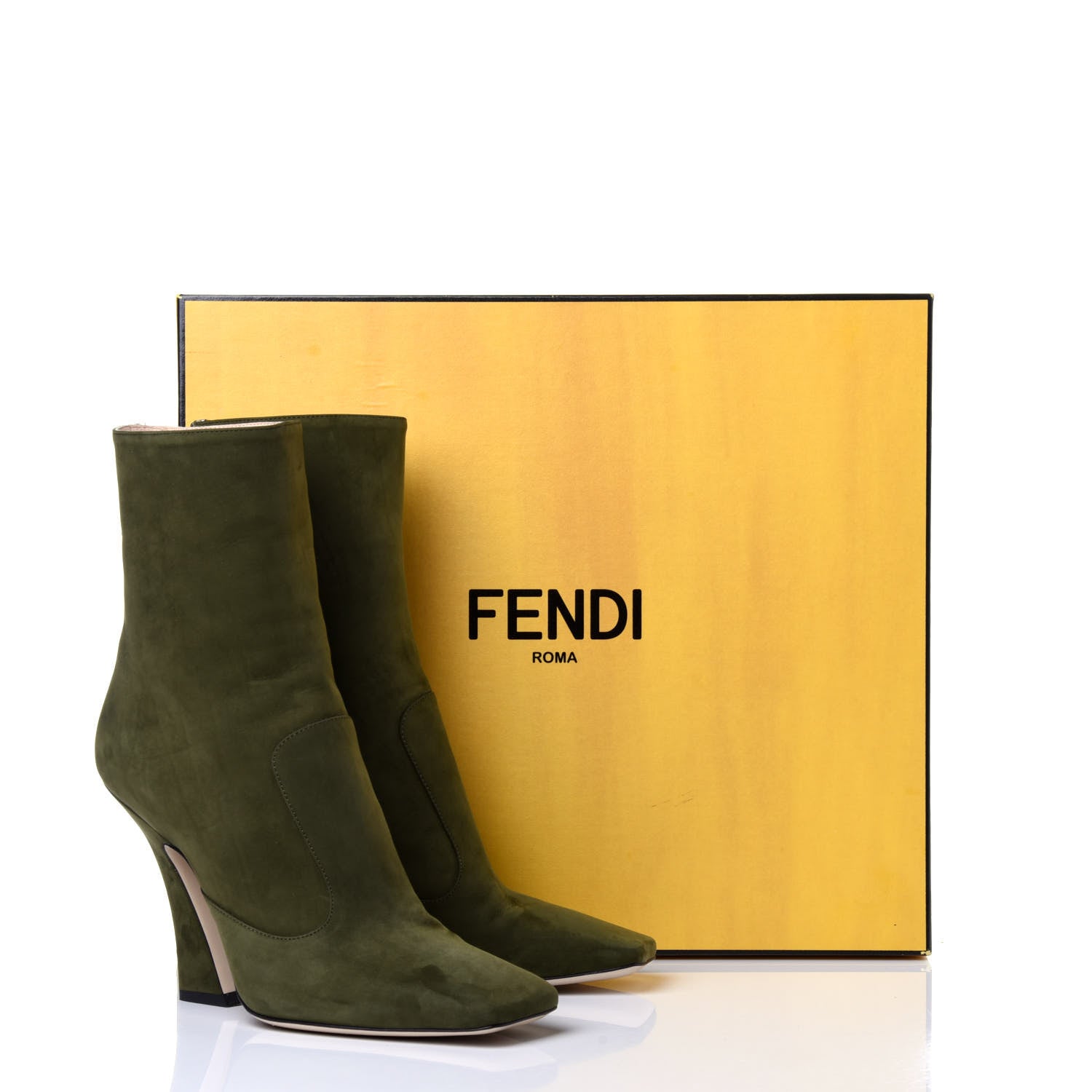 Fendi Suede FFreedom High Heel Ankle Boots 39 Green 11 of 11