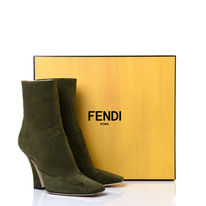 Fendi Suede FFreedom High Heel Ankle Boots 39 Green 11 of 11