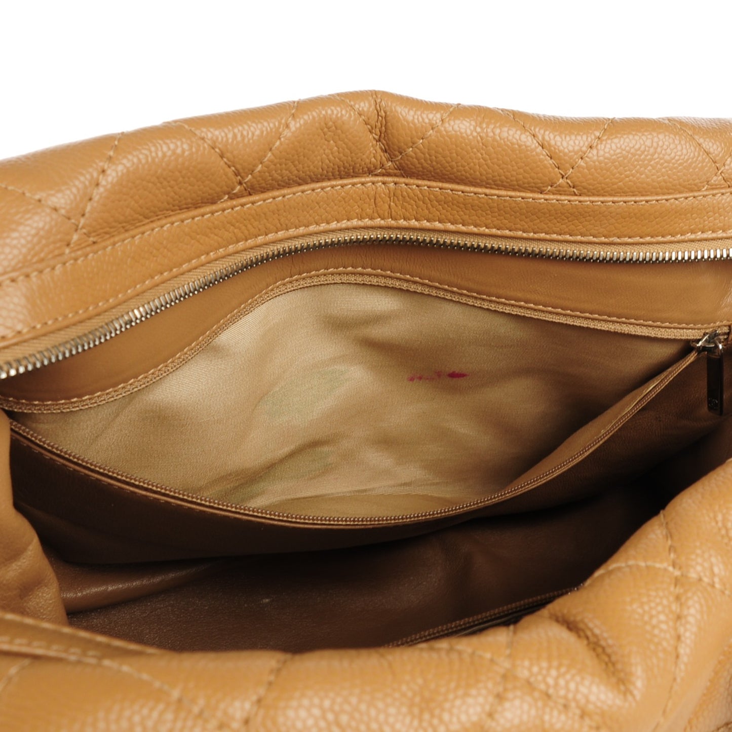 Caviar Quilted Timeless Bowler Dark Beige