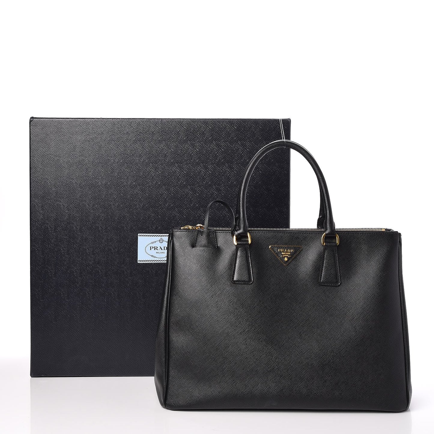 Saffiano Large Galleria Double Zip Tote Black