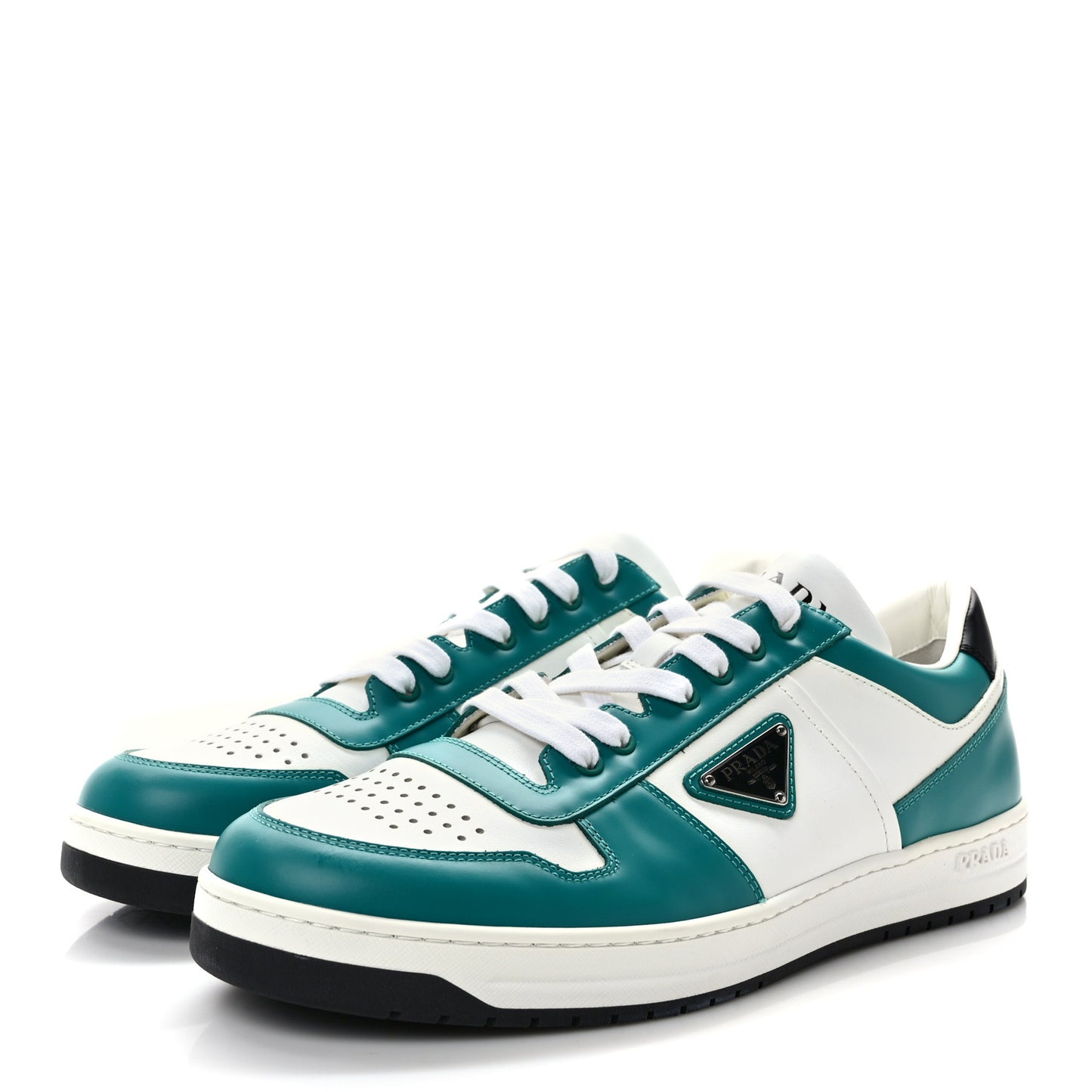 Vitello Sport Spazzolato Rois Metal Triangle Logo Mens Downtown Low Top Sneakers 10 White Green