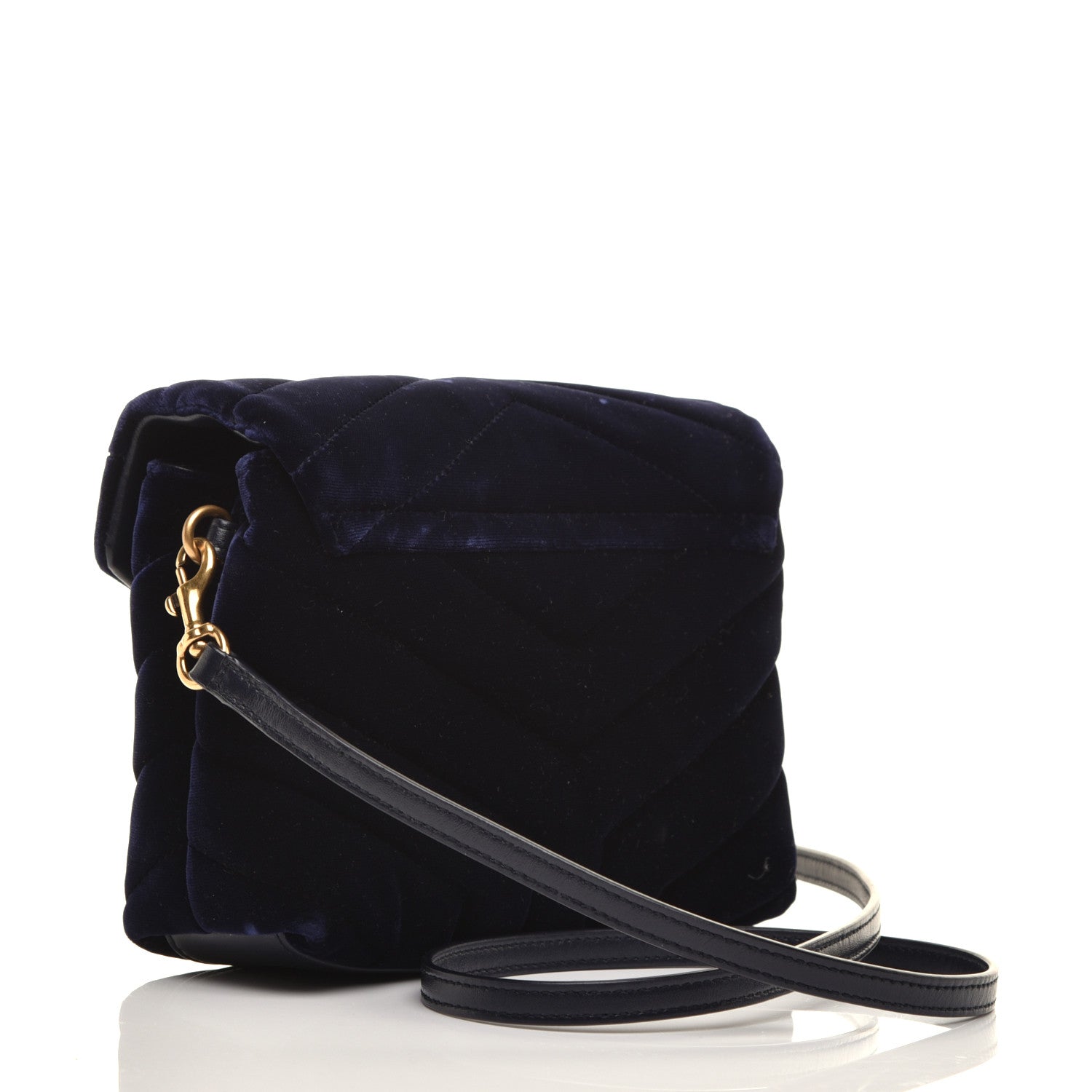 Saint Laurent Velvet Y Quilted Monogram Toy Loulou Crossbody Bag Navy 3 of 8