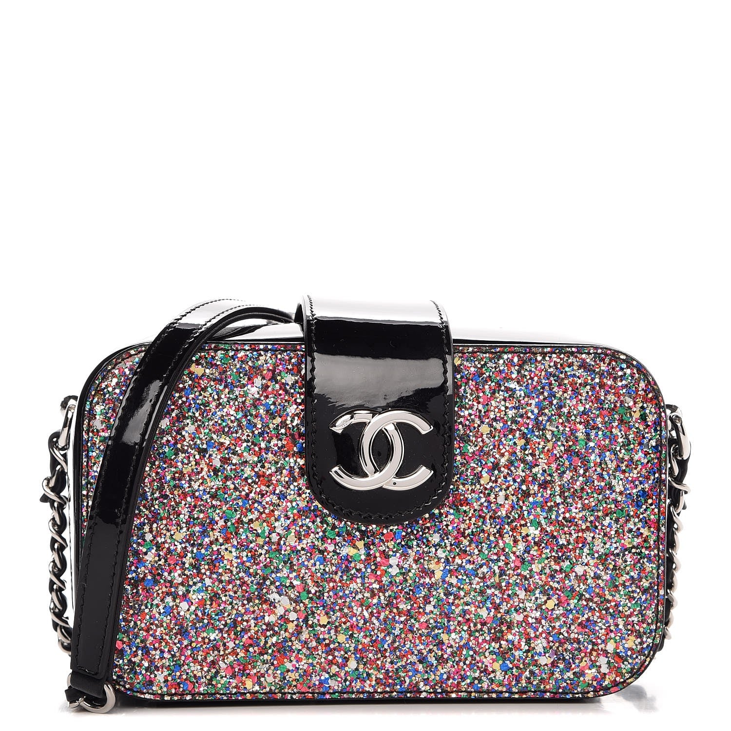 Chanel Glitter Patent Camera Case Multicolor Black 1 of 9