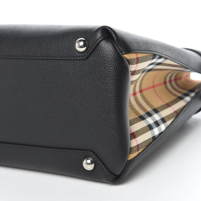 Burberry Derby Calfskin Vintage Check Medium Banner Tote Black 7 of 11