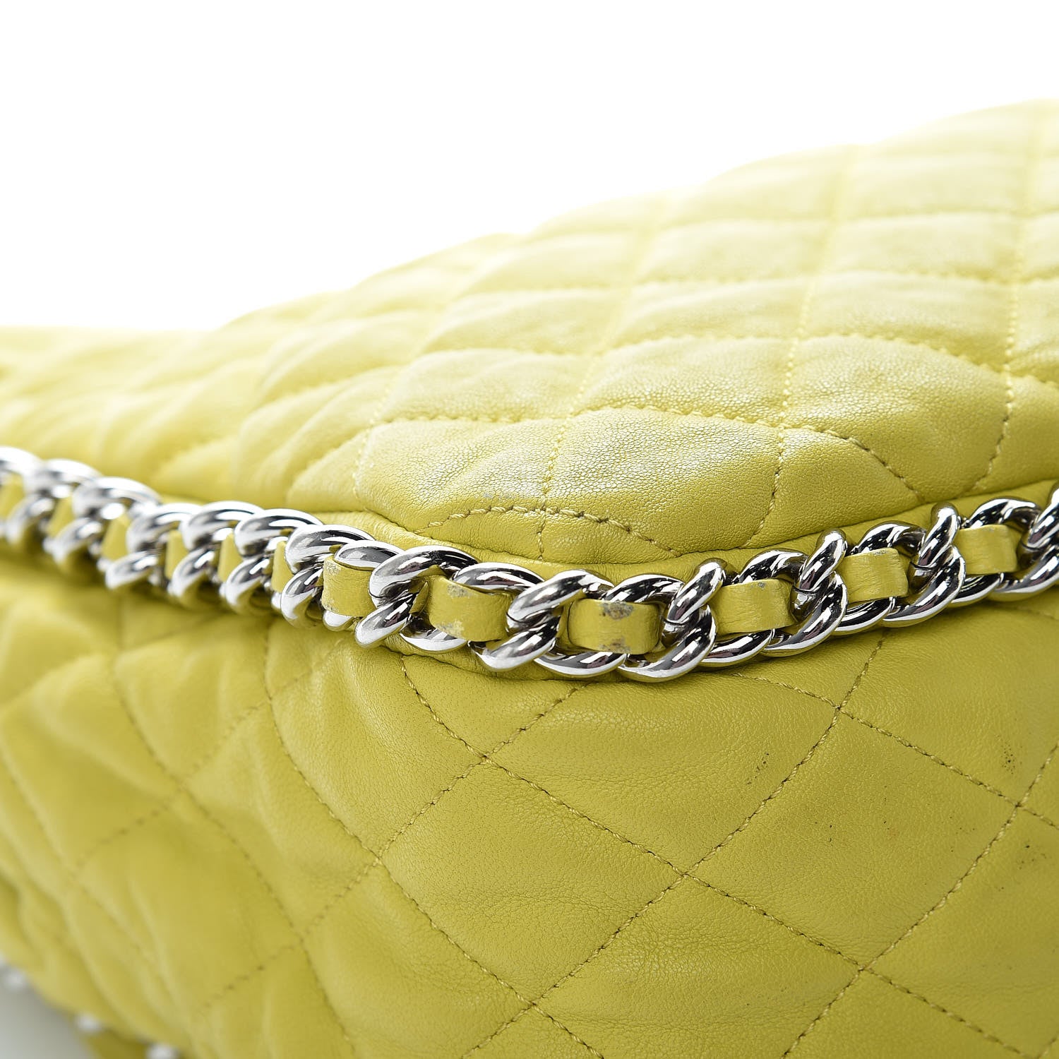 Chanel Washed Lambskin Quilted Maxi Chain Around Flap Yellow 12 of 18