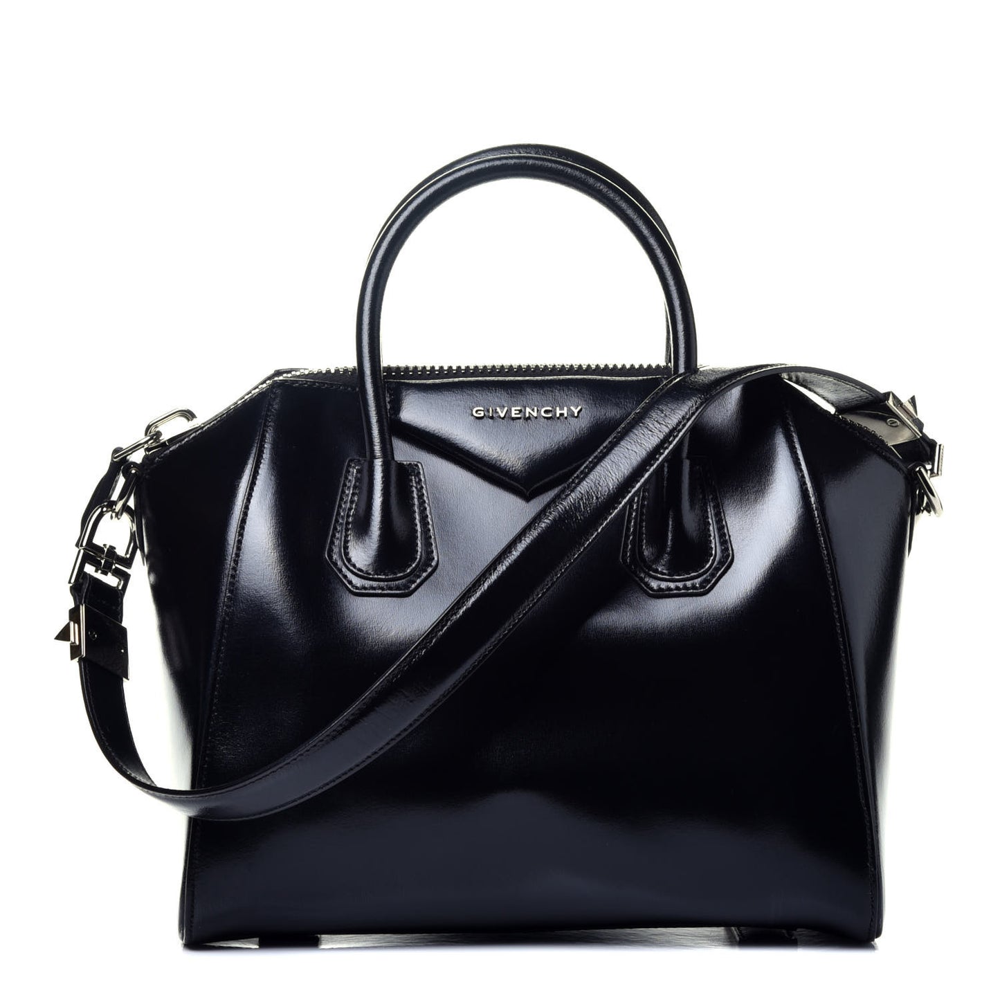 Shiny Lord Calfskin Small Antigona Black