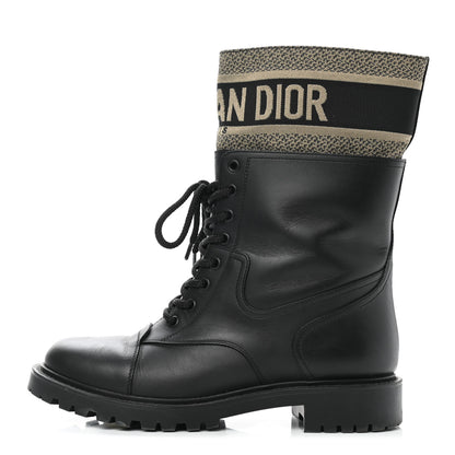 Christian Dior Calfskin Technical Fabric D-Major Ankle Boots 39 Black Taupe 1 of 8