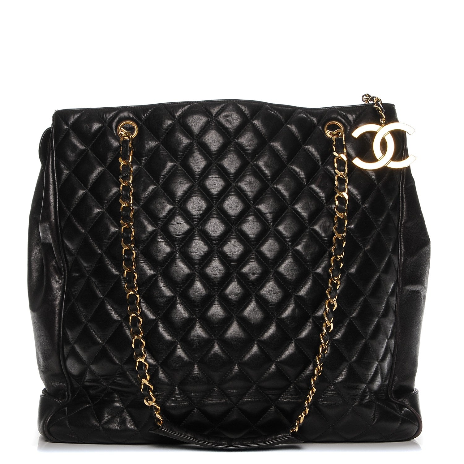 Chanel Lambskin Quilted Shopping Tote Black 1 of 7