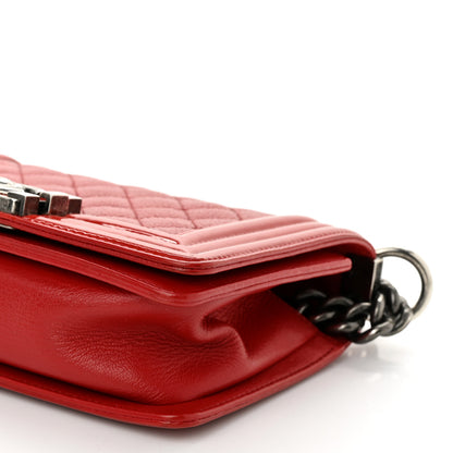 Chanel Goatskin Quilted Patent Small Duo Boy Flap Red 10 of 10