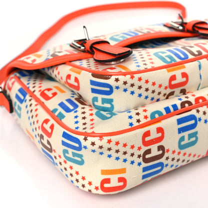 Gucci Coated Canvas Logo Star Print Childrens Messenger Bag Beige Multicolor Vibrant Orange 8 of 9