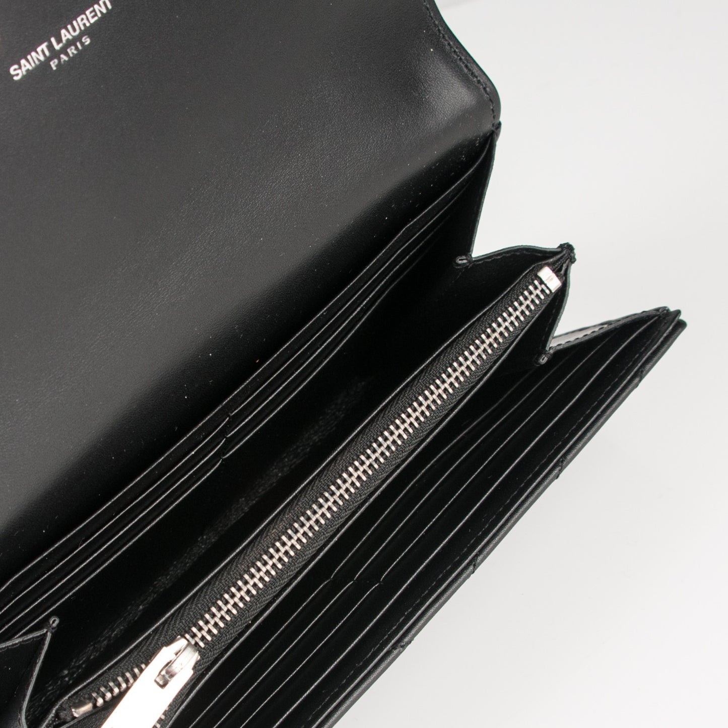 Calfskin Matelasse Chevron Monogram Flap Wallet Black