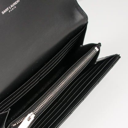 Saint Laurent Calfskin Matelasse Chevron Monogram Flap Wallet Black 5 of 7